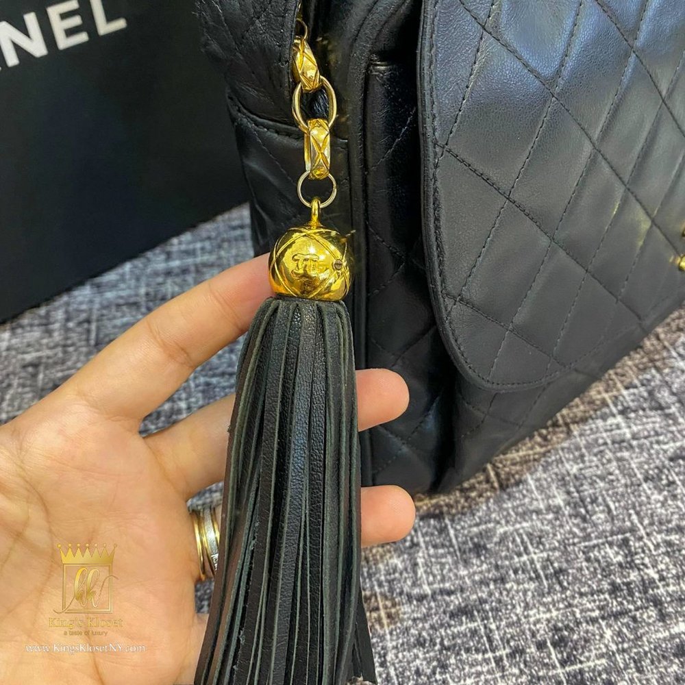 Chanel Vintage 90's Black Caviar Quilted Classic Flap Crossbody Shoulder Bag - Picture 5 of 15